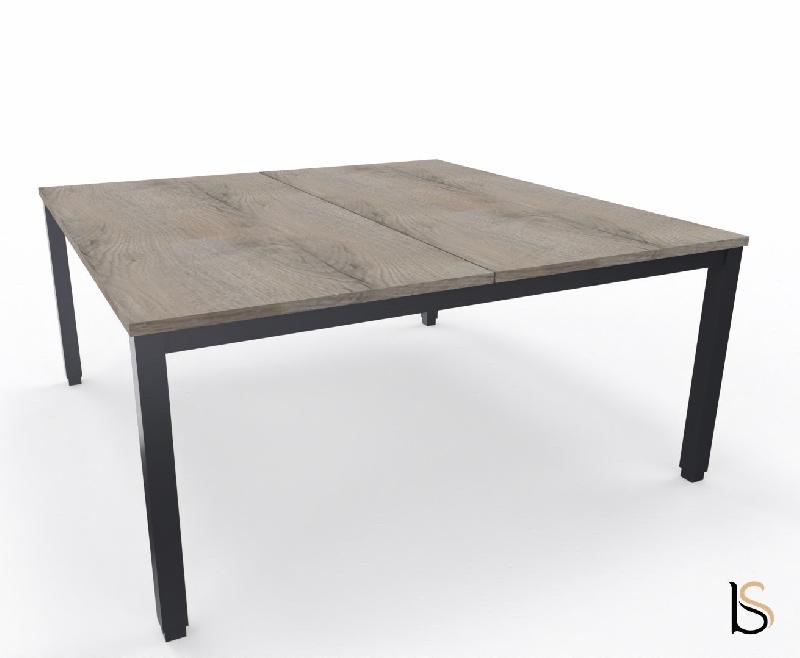 Bureau 2 personnes Tempo avec passe-câbles  - Mobel Linea - 160, Chêne grisé_3