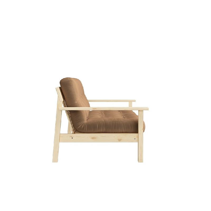 Canapé convertible futon Unwind - Pin naturel - Coloris mocca - Couchage 130 x 190 cm - Style scandinave_2