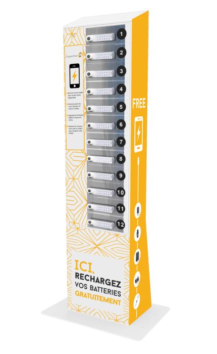 Station de recharge pour téléphones et tablettes avec digicode 4 chiffres