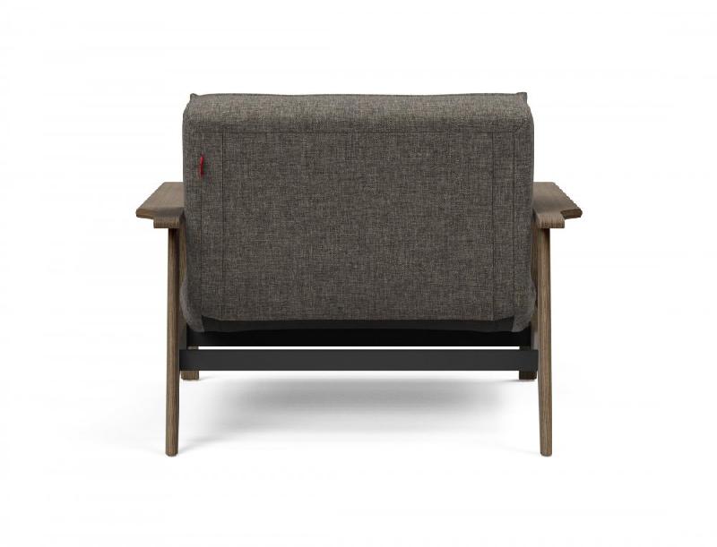 Fauteuil design convertible lit SPLITBACK FREJ - Innovation Living - Flashtex Dark Grey - Accoudoirs chêne fumé - 90x115 cm_2