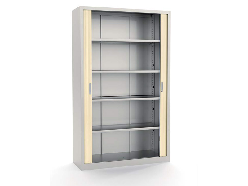 Armoire à rideaux silver - monobloc montée - finition argent et chêne moyen - largeur 120 cm_2