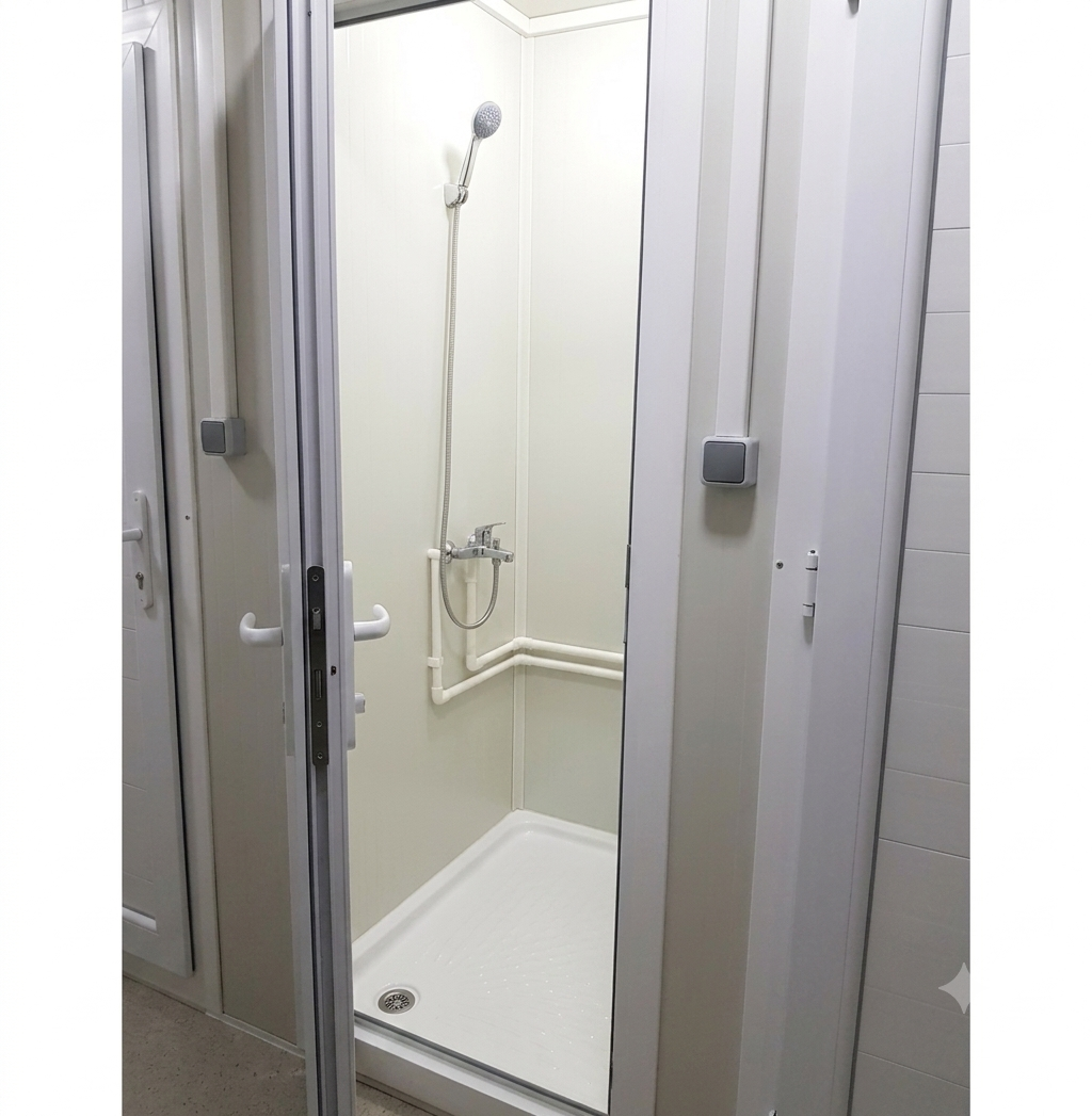 Module vestiaire préfabriqué avec sanitaire pour chantiers