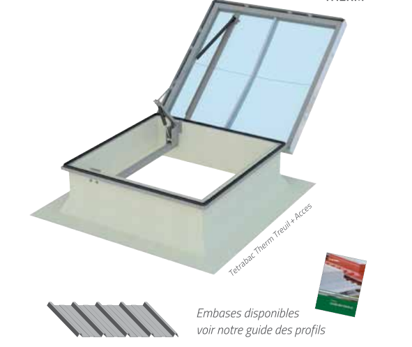 Lanterneau coupole Tetrabac Therm Treuil + Access - Désenfumage et accès toiture - Embase en polyester avec amélioration thermique_0