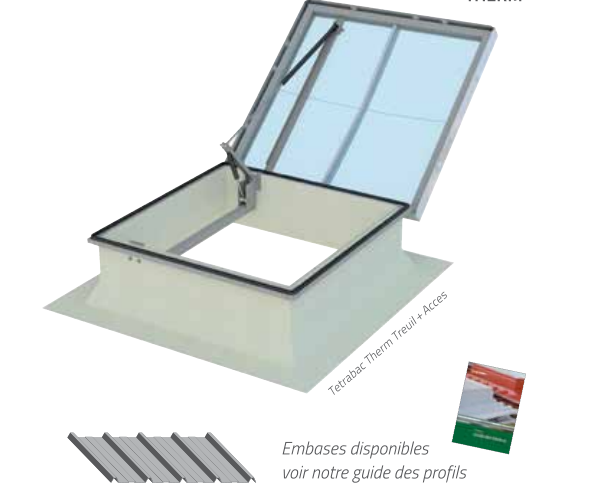 Lanterneau coupole tetrabac therm treuil + acess / sur embase en polyester_0