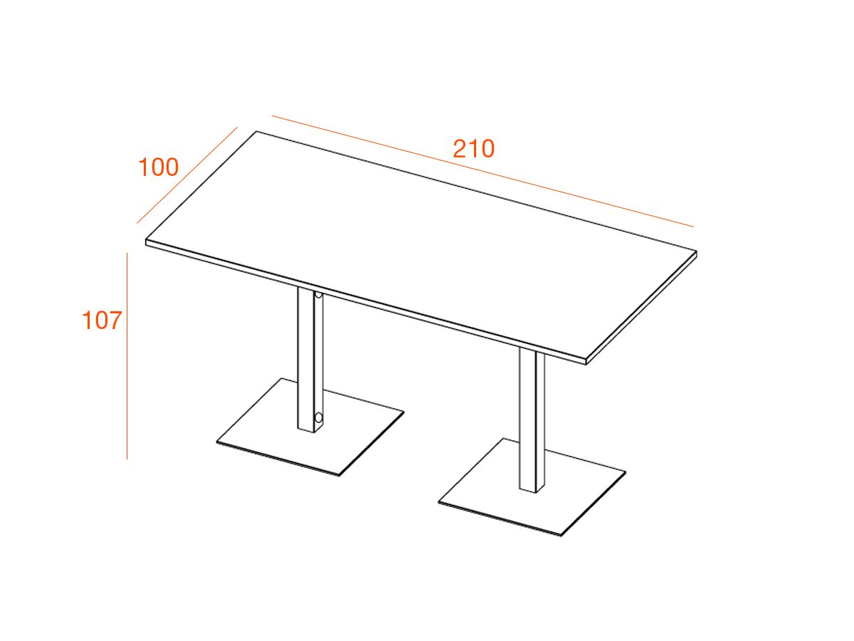Table de réunion haute SPINA - base carrée - bois mélaminé - capacité 4 à 6 personnes_2