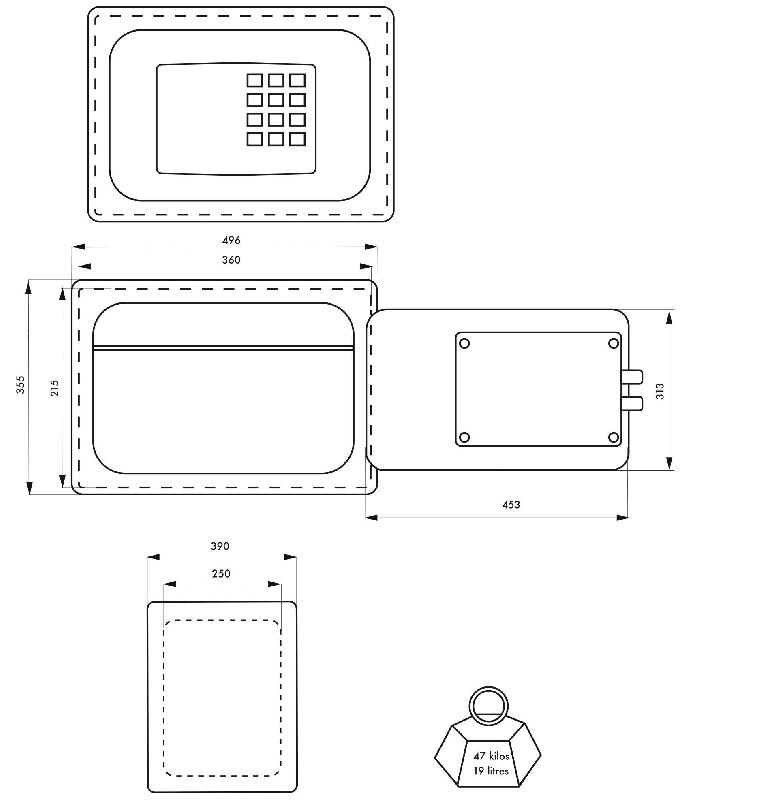 Coffre-fort ignifugé 1h00 Vauban  - 2 pênes - acier chromé - verrouillage avec code et clé - Réf. 00013296_2