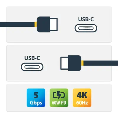 StarTech Cble USB-C de 1m, USB 5Gbps, 60W (3A) Power_2