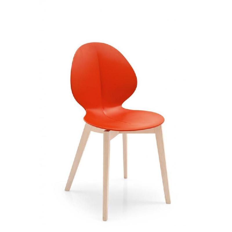 Chaise design Calligaris Basil - plastique recyclable et piétement en bois_2