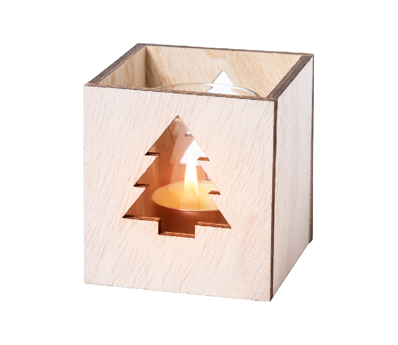 Bougie Noël parfumée à la vanille - chauffe-plat dans bocal en verre avec bougeoir en bois et décoration de Noël_2