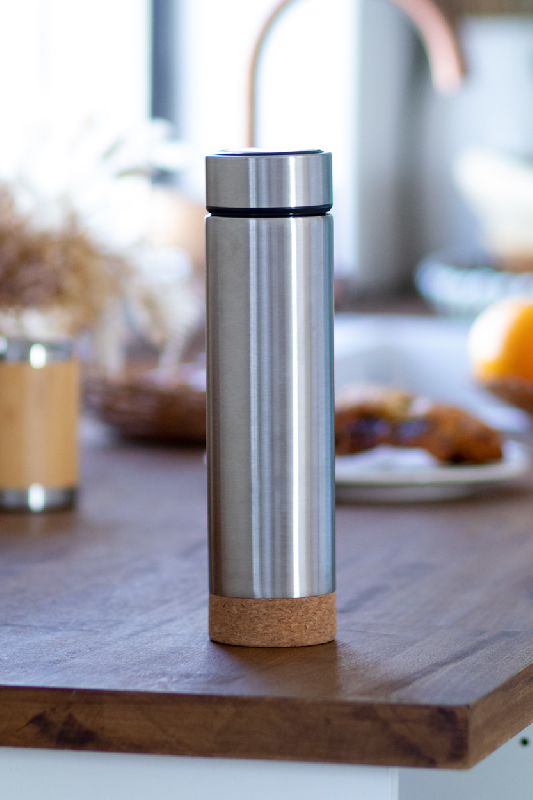 Thermos double paroi en inox - infuseur à thé intégré - dessous en liège - 450 ml_2