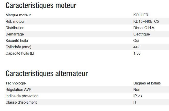Groupe électrogène Diesel 6500 TA Silence C5 - Kohler - Puissance max 5,20 kW - 6,50 kVA - 50 Hz_2