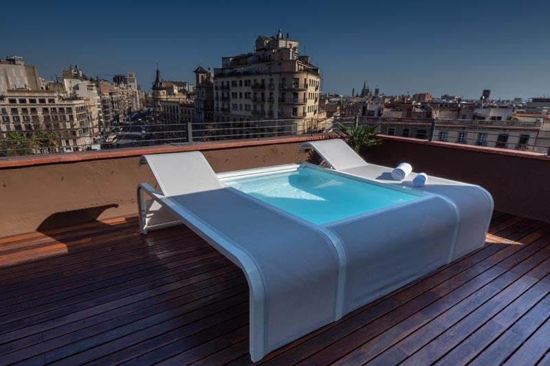 Piscine Mariposa en aluminium avec 2 transats intégrés - Blanc - Dimensions 282 x 219 x 60 cm_2