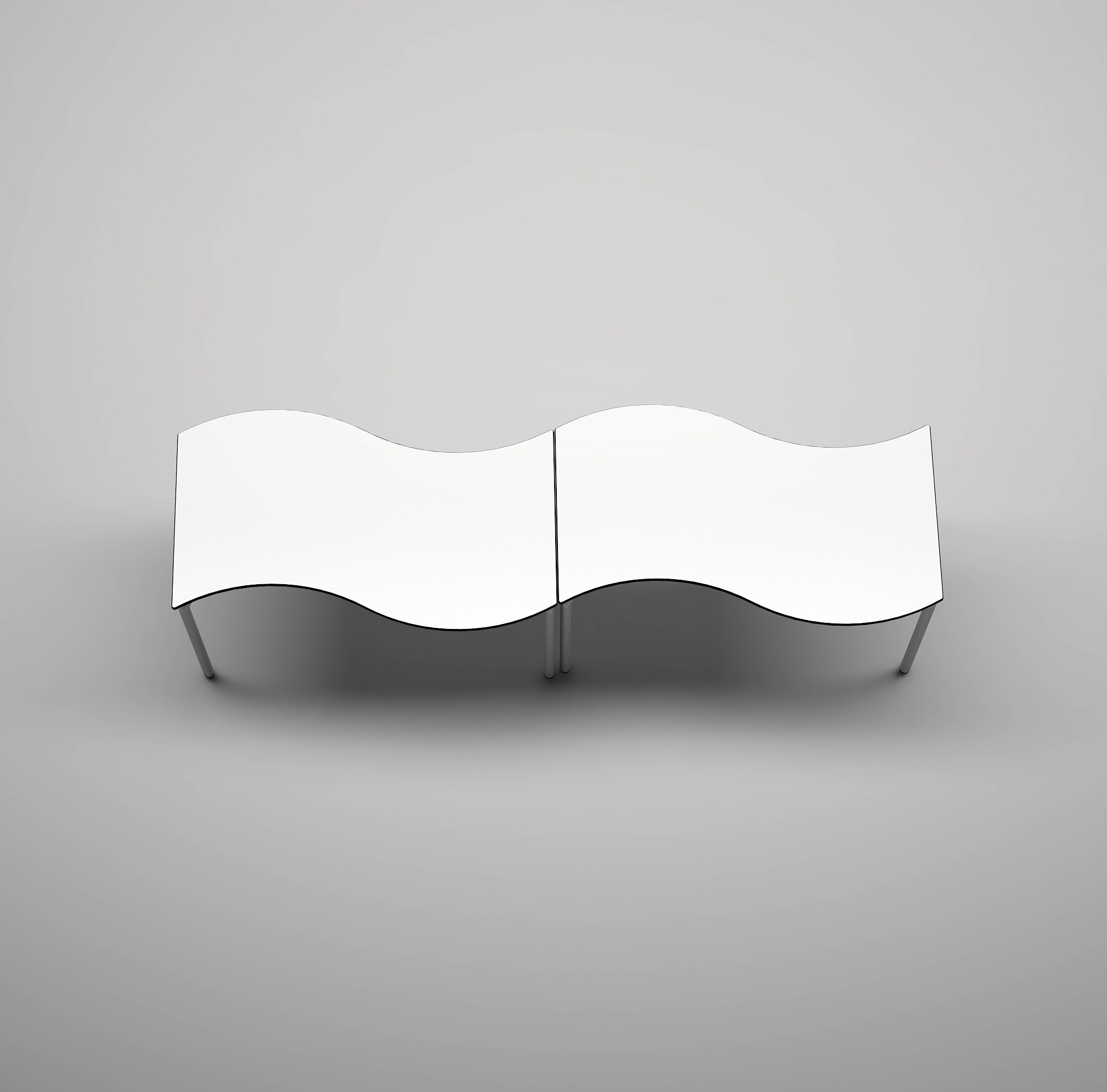 Table d'école Wave - structure métallique réglable en hauteur - finition blanche_2