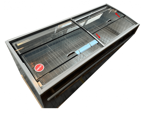 Congélateur bahut magasin avec vitres coulissantes de 2,50 mètres en couleur gris_2