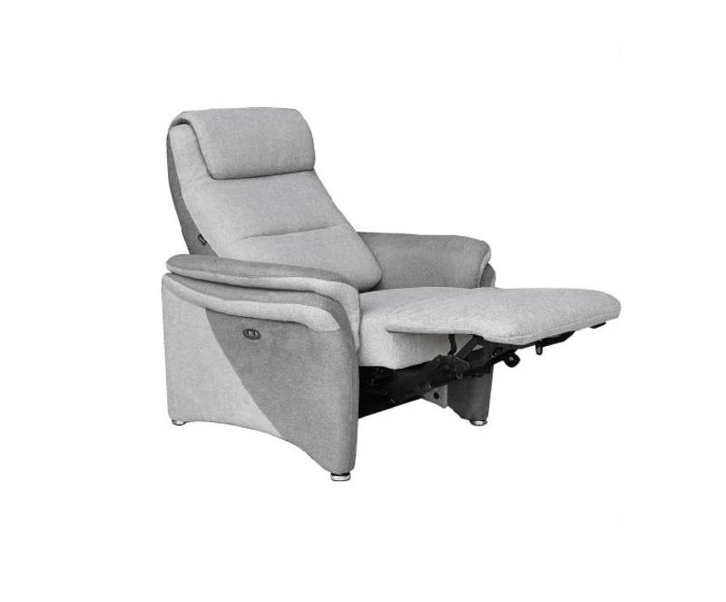 Fauteuil relax électrique Zilia - tissu bi-color gris clair et gris foncé - têtière ajustable et inclinaison jusqu'à 140°_2