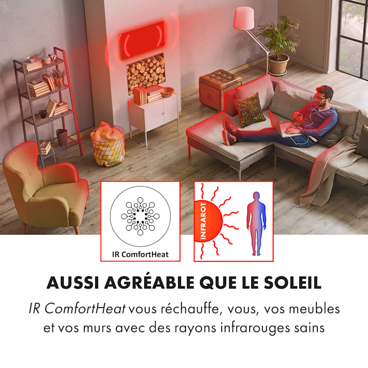 Panneau infrarouge lointain puissant - Wonderwall Air Art Smart - Zone d'efficacité jusqu'à 14m² - Design carte du monde_2