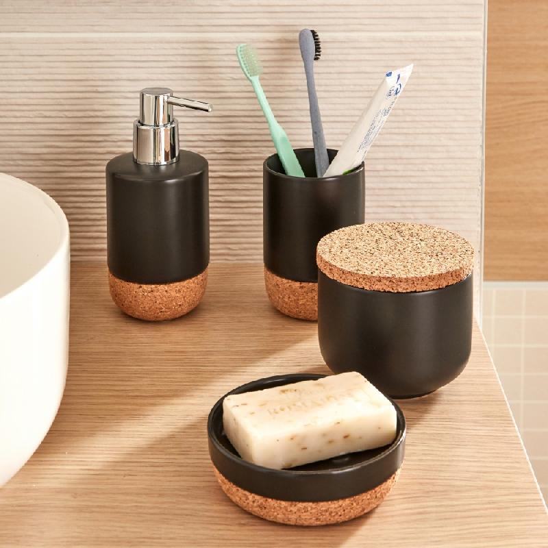 Distributeur de savon en céramique Odemira - noir - design pratique et décoratif_2