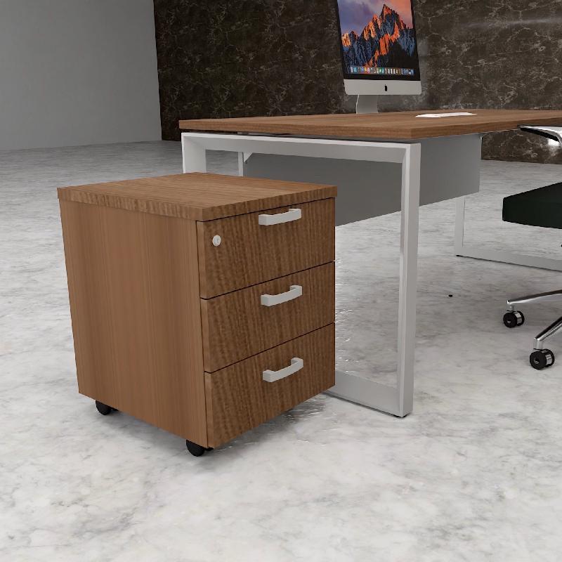 Caisson à roulettes 3 tiroirs uni - MOBEL LINEA - Acacia foncé_2