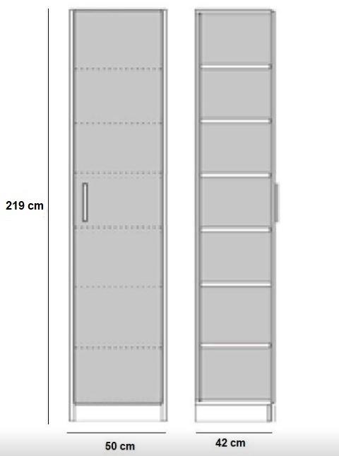 Armoire de rangement LOFT bi-ton blanc mat - 1 porte gris béton - 50 x 42 cm - 6 étagères - Fabrication européenne_2