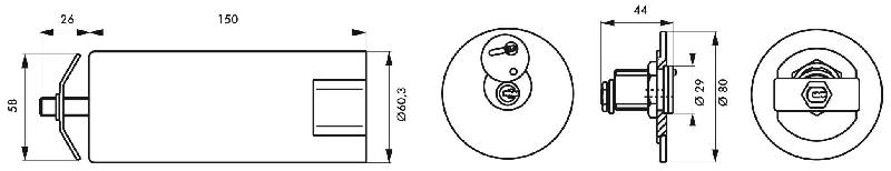 Boîte à clé tubulaire à encastrer - Cylindre laiton - Mécanisme 6 goupilles - THIRARD - Réf. 00012231_2