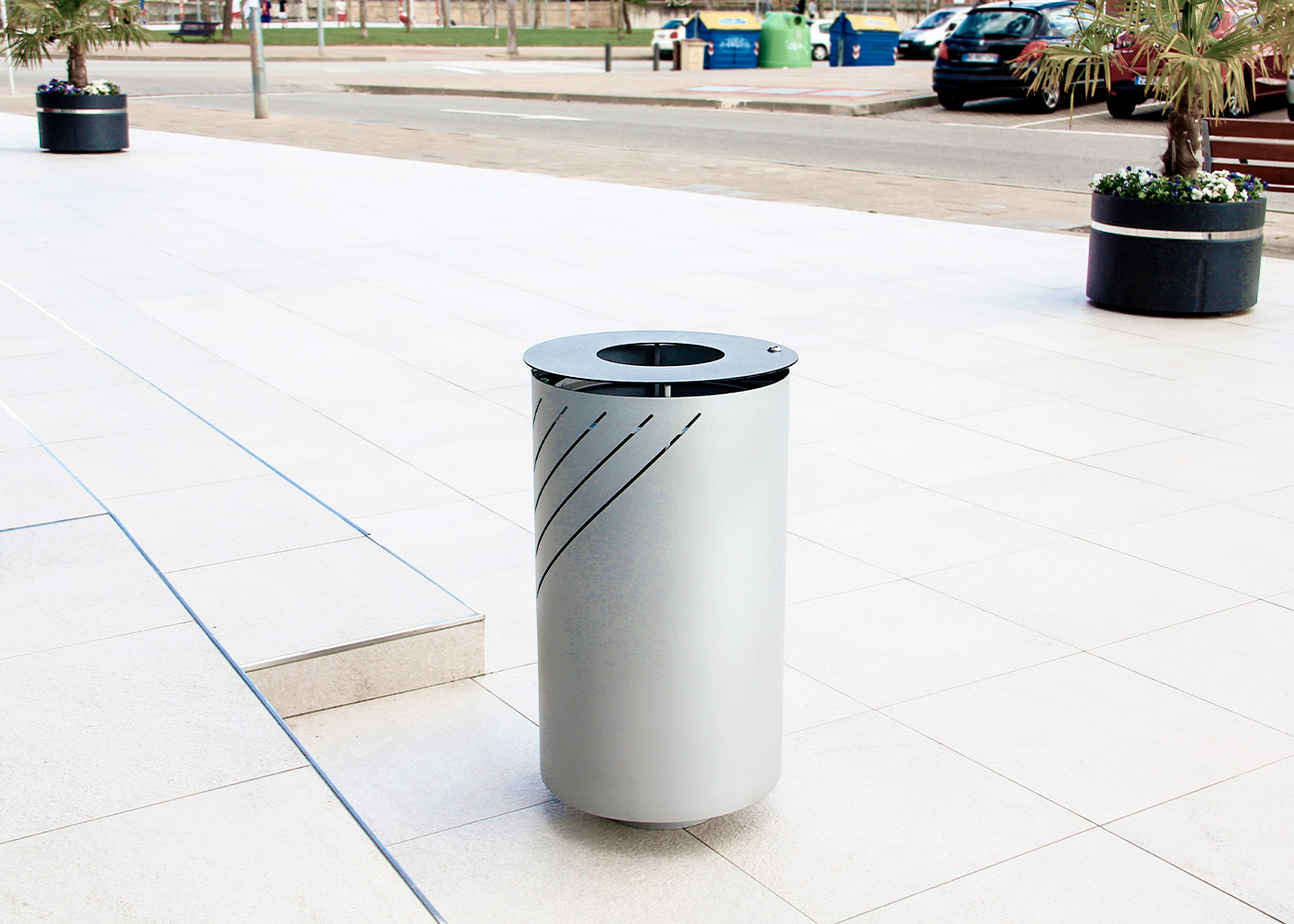 Poubelle publique Mielek R PA690 - acier zingué avec seau intérieur galvanisé_2