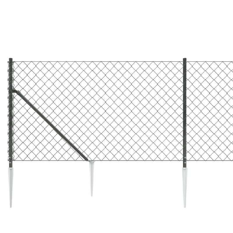 Vidaxl clôture à mailles losangées avec ancrage anthracite 1x25 m 153977_2