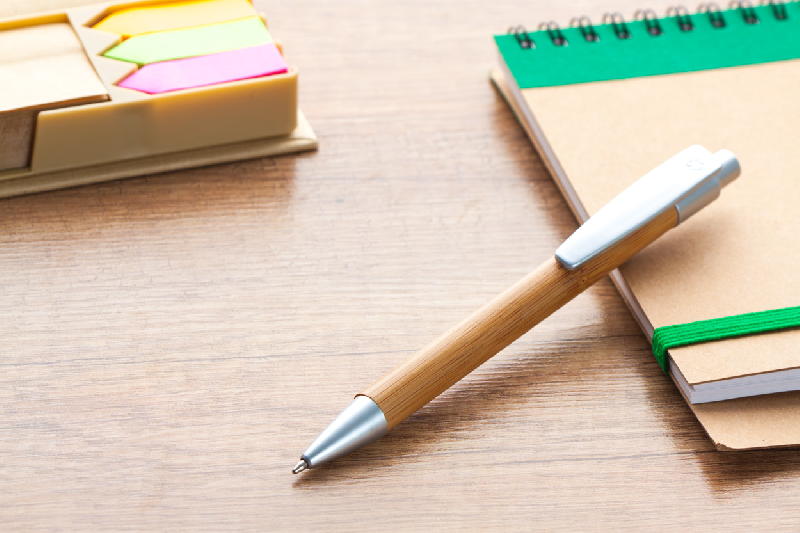 Stylo à bille en bambou - boîte cadeau noire - encre bleue_2