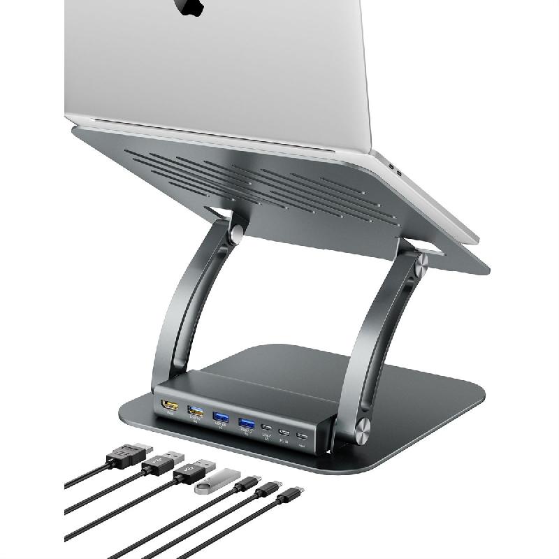 EXSYS EX-1224HM Support pour ordinateur portable, avec station d'accueil USB-C 7 en 1 amovible_2