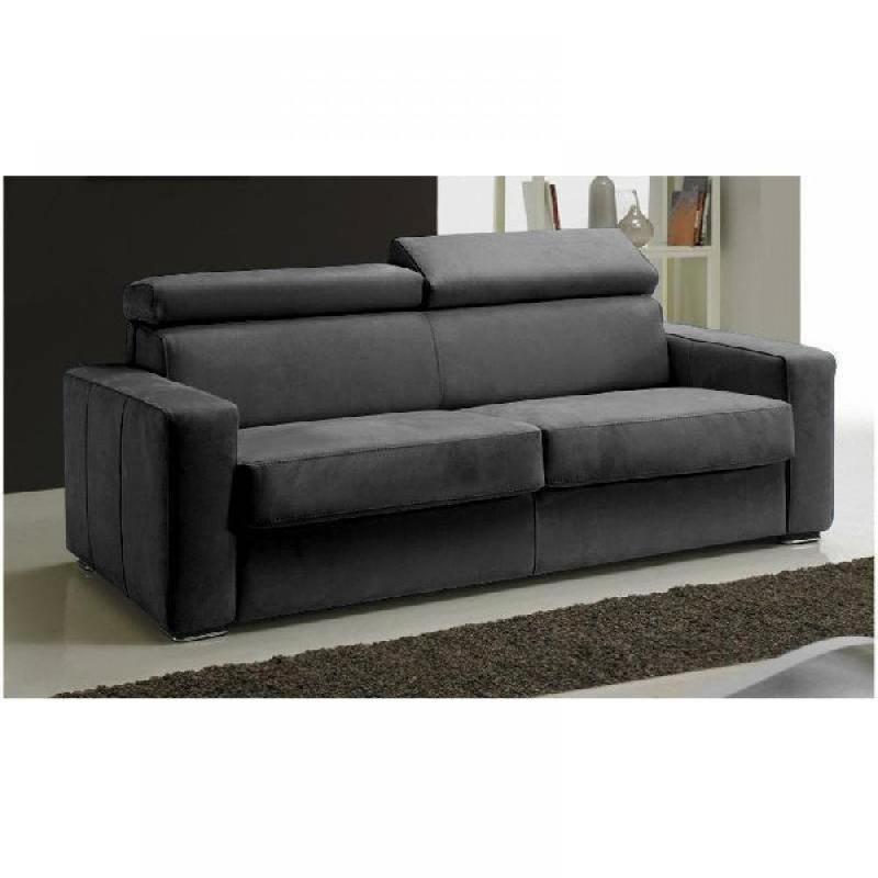 Canapé convertible express Sidney Deluxe 160 cm - Microfibre graphite - Matelas 16 cm haute résilience_2