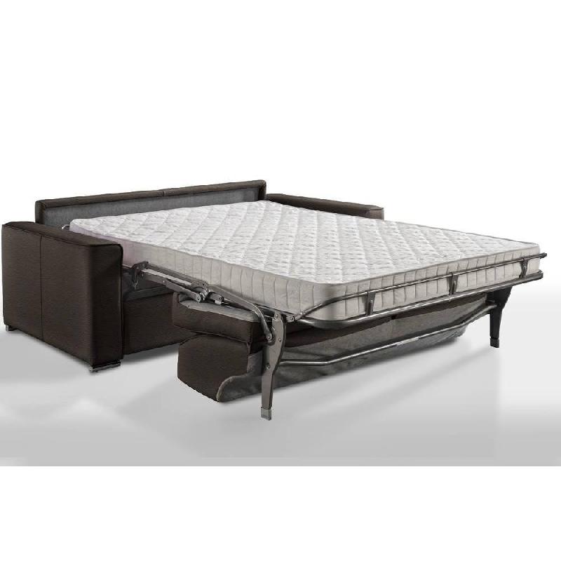 Canapé convertible 2-3 places Excellence - 120 cm - Sommier à lattes Renatonisi - Matelas memory 18 cm - Cuir vachette marron chocolat_2