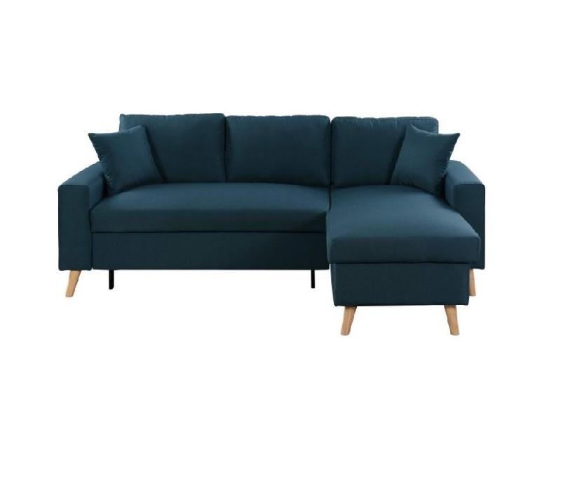 Canapé d'angle réversible convertible ARKO - méridienne avec coffre - bleu canard - 140x190 cm_2