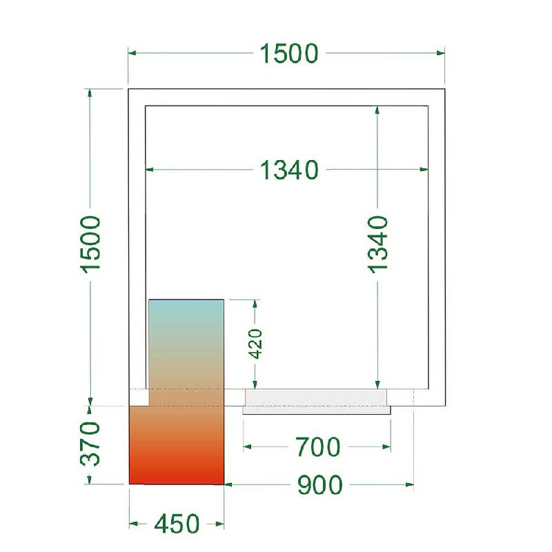 Chambre froide positive 3,66 m3 (1500 x 1500 x 2200 mm) avec monobloc de paroi_2