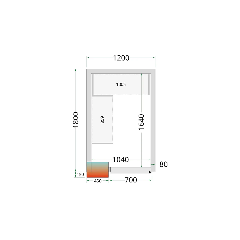 Chambre froide positive CRPF1218 Blanc 1200 x 1800 x 2200 mm TEFCOLD_2