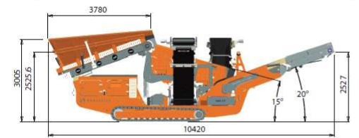 Cribleur sur chenilles Portafill 5000CT avec trémie de 4m³