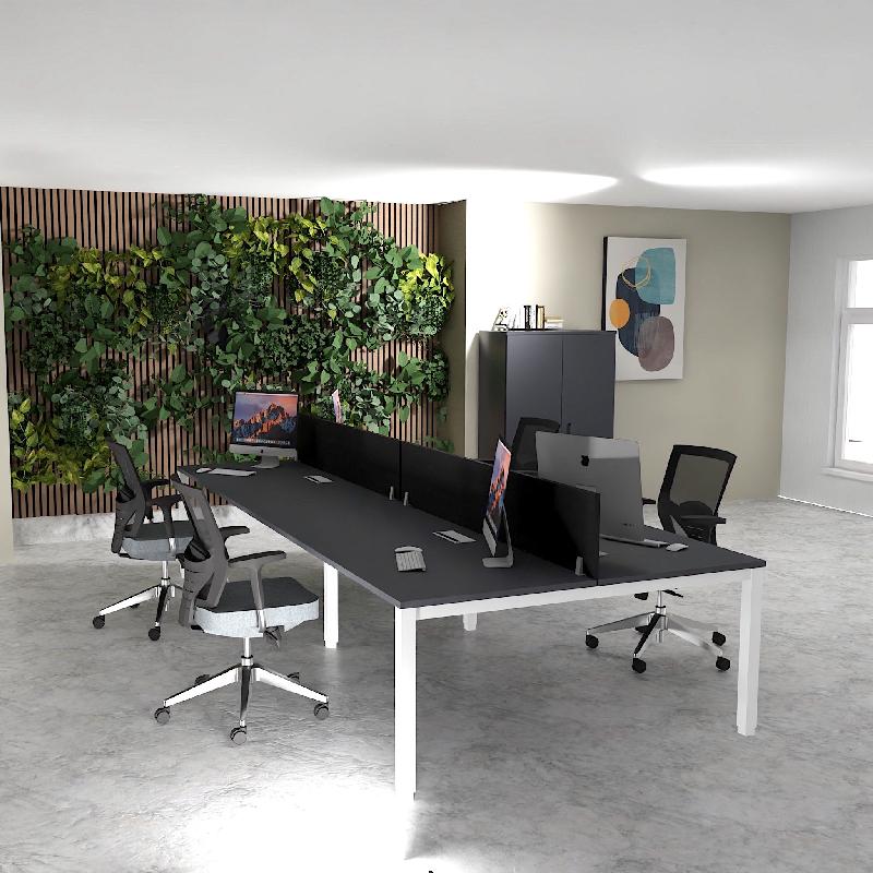 Bench 4 personnes Tempo - Mobel linea - Blanc 9010, Anthracite, 280_0