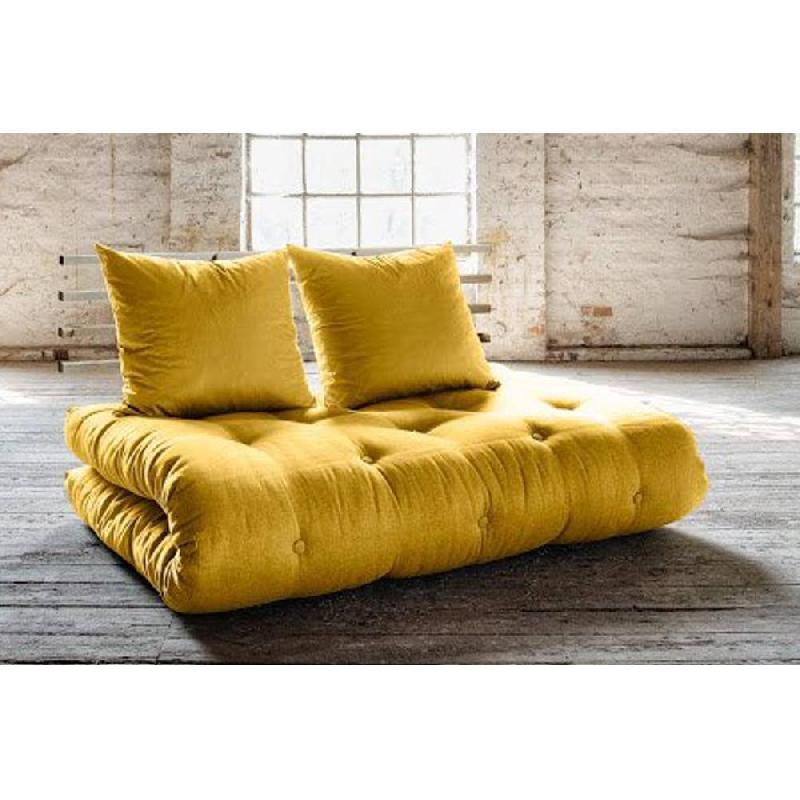Canapé lit futon Shin Sano jaune - Pin massif - Couchage 140x200 cm - Marque KARUP_2