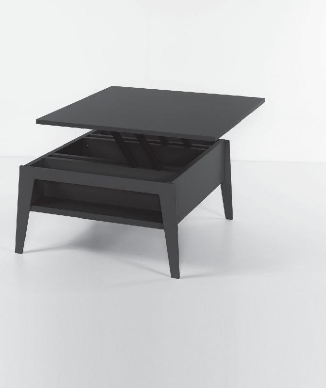 Table basse relevable gris ardoise Brighton 80x80 cm - Plateau bois stratifié, design moderne_2