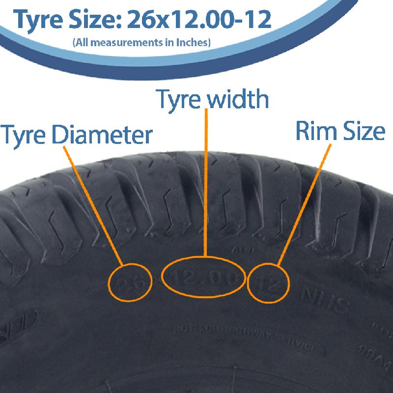 26x12.00-12 Pneus tondeuse 4 plis Turf Grass P332 Journey Road Legal (Lot de 4)_2
