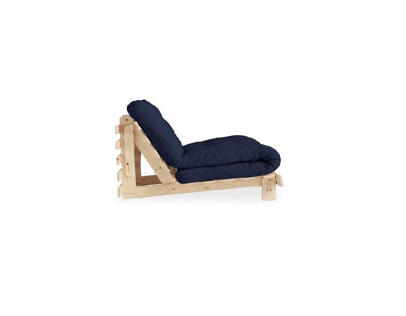 Fauteuil convertible futon ROOTS - pin naturel bleu marine - couchage 90x200 cm - design japonais et scandinave_2
