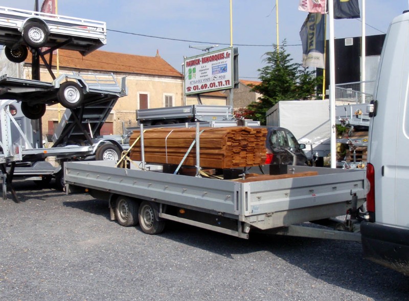 Remorque plateau 2 essieux Humbaur HT 355221 GR - roues dessous, ridelles alu, PTAC 3500 kg_2