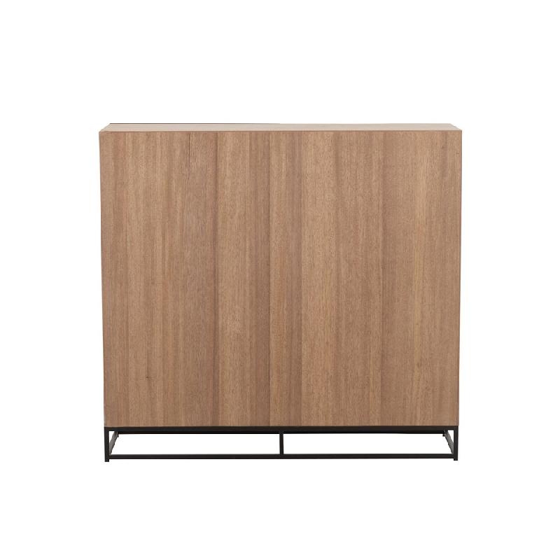 Buffet MOUNIE - 2 portes avec motifs chevron en bois naturel clair - Pieds métal noir - Style industriel_2