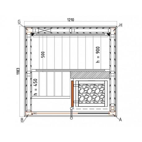 Cabine de sauna Harvia 121 x 118 x 202 cm - 1 à 2 personnes - Poêle Vega 3,5 kW et accessoires inclus_2