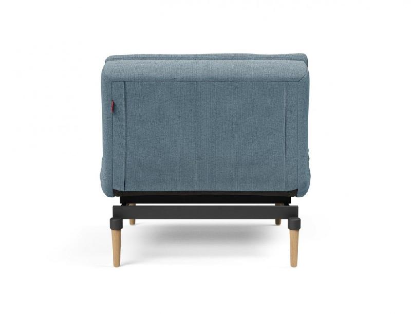 Fauteuil design Dublexo Styletto convertible lit 90x115 cm - pieds chêne naturel - tissu Soft Indigo_2