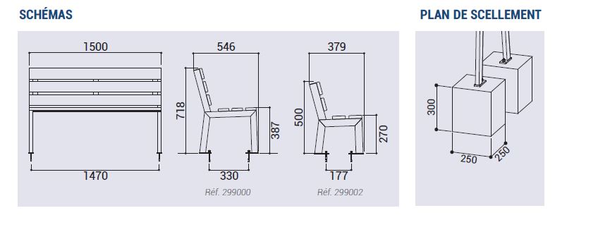 Banc silaos® junior - structure en acier 30 x 50 mm, ép. 2 mm - assise bois exotique - longueur 1500 mm - jesignale_2