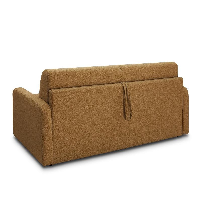 Canapé convertible express Mac Mahon - Sommier à lattes 140 cm - Matelas 16 cm - Tissu tweed jaune curry_2