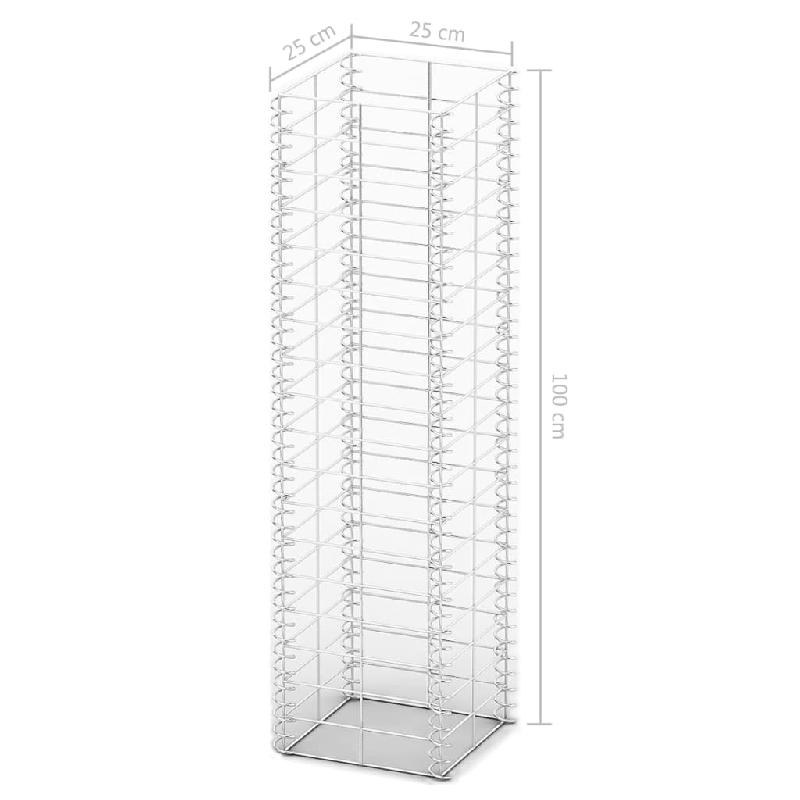 Vidaxl jeu de panier de gabion 3 pcs fil galvanisé 25 x 25 x 100 cm 141045_2
