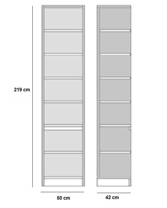 Composition lit escamotable style industriel KEY bi-ton chêne et noir mat - 140x200 cm - L255 x P42 x H219,1 cm avec colonnes de rangement_2