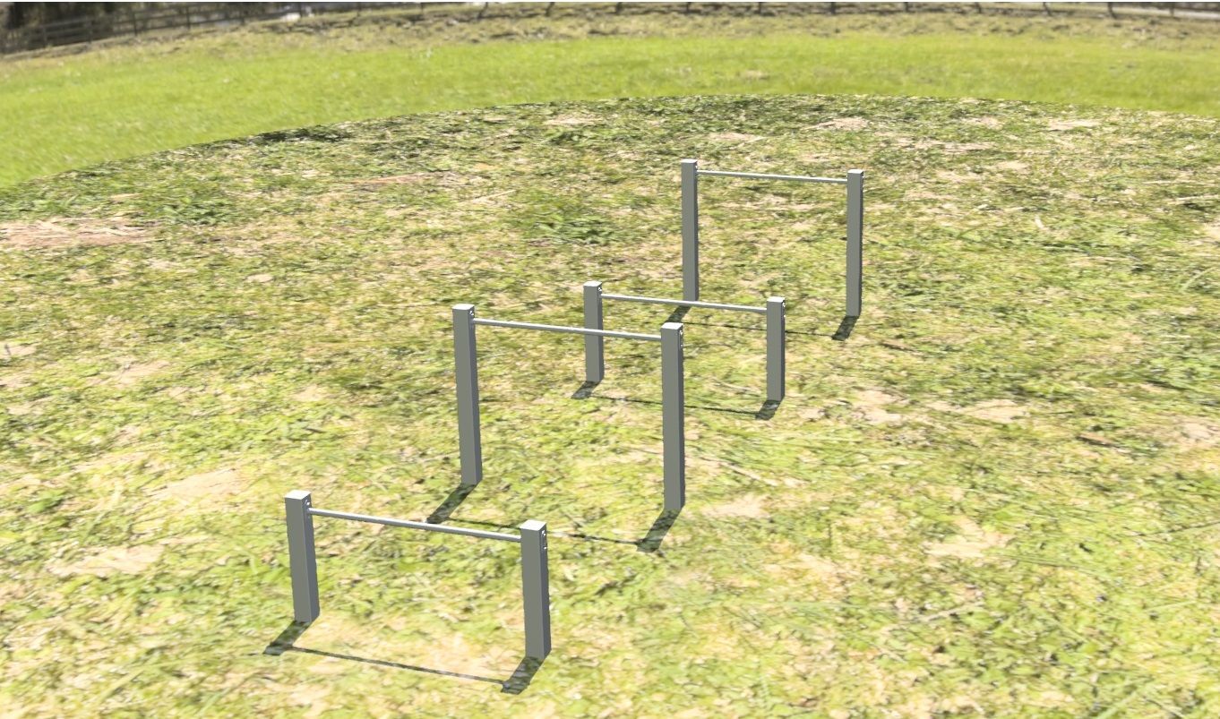 Station poutres dessus dessous - Référence SDESS - Acier inoxydable pour parcours sportif extérieur_2