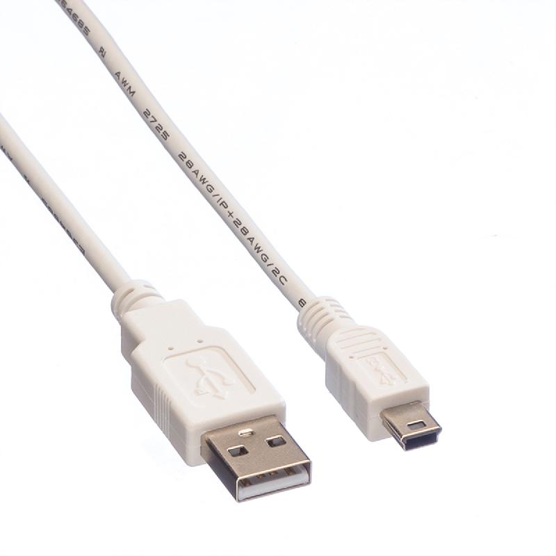 VALUE Câble USB 2.0, type A - mini 5-broches, blanc, 0,8 m_2
