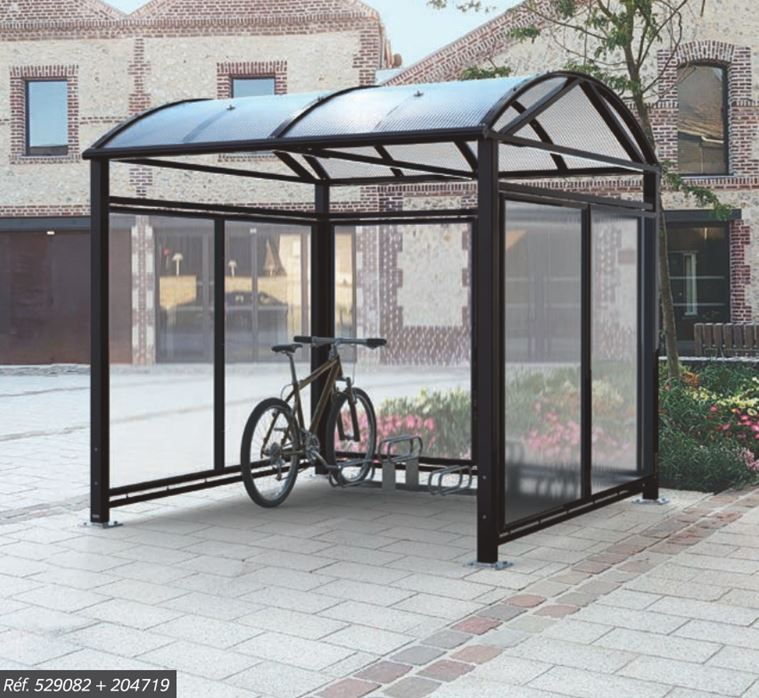 Abri vélos et motos voûte 'L' - profondeur 3 mètres - style classique - acier galvanisé et toiture en polycarbonate anti-UV_2